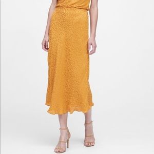 Banana Republic Yellow Silk Leopard Print Skirt